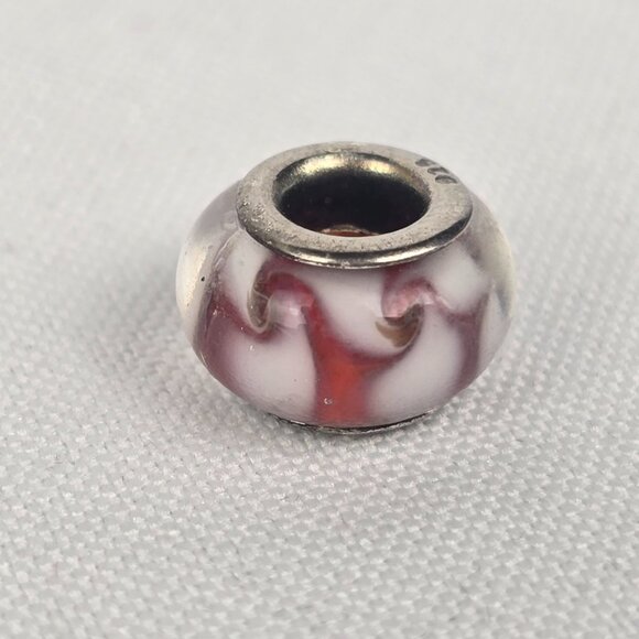 925 Sterling Silver Red Glass European Bracelet Bead - Picture 5 of 5